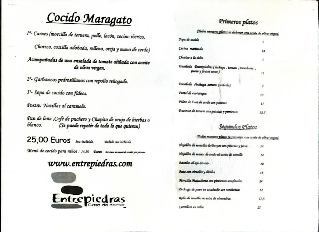 Menü_Casa de comer Entrepiedras_Astorga_Bild_1