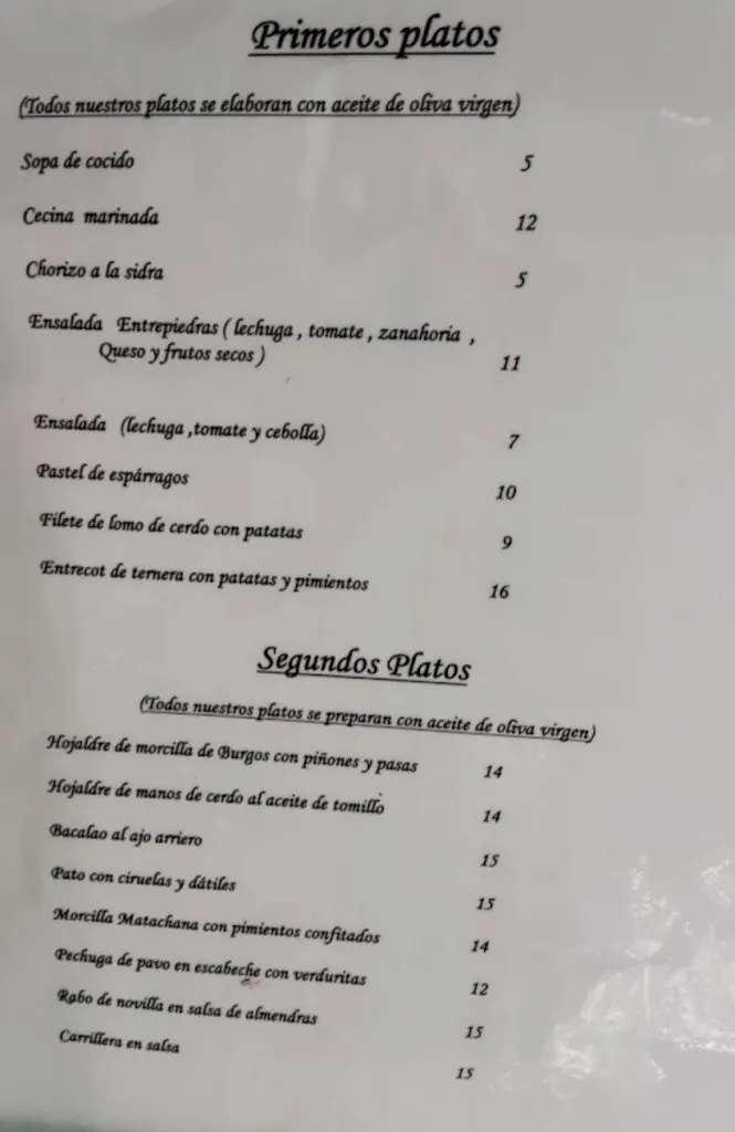 Menü_Casa de comer Entrepiedras_Astorga_Bild_3