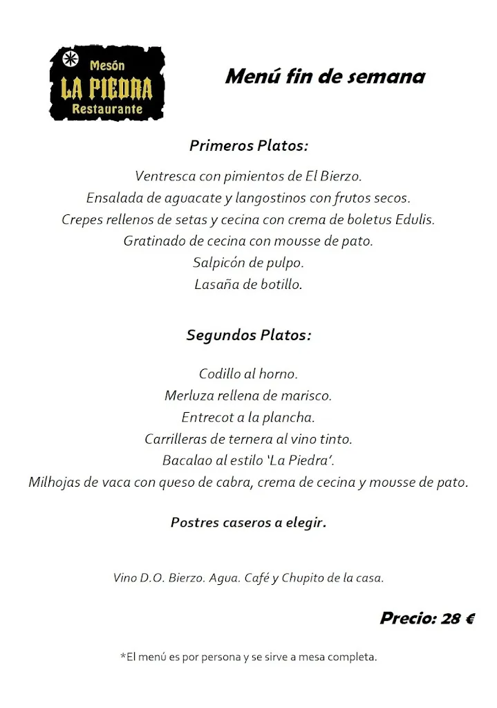 Menu_Mesón La Piedra Restaurante_Bembibre_image_1