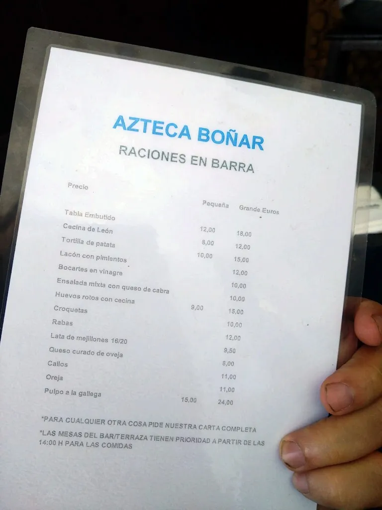 Menu_Bar restaurante Azteca_Boñar_immagine_1