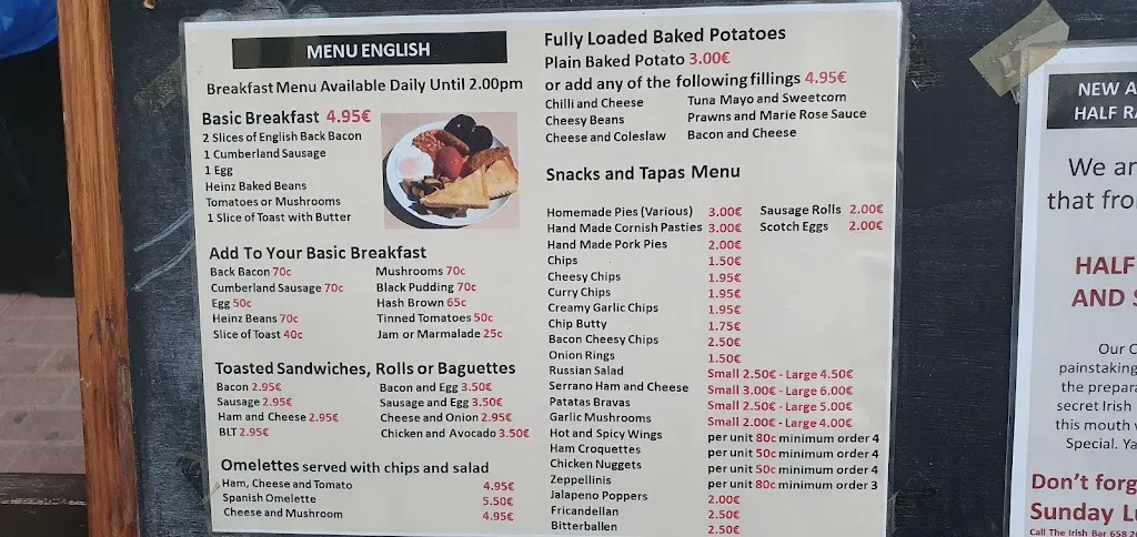 Menu_El Nuevo Valle - The Irish Bar_Hondón de los Frailes_image_4