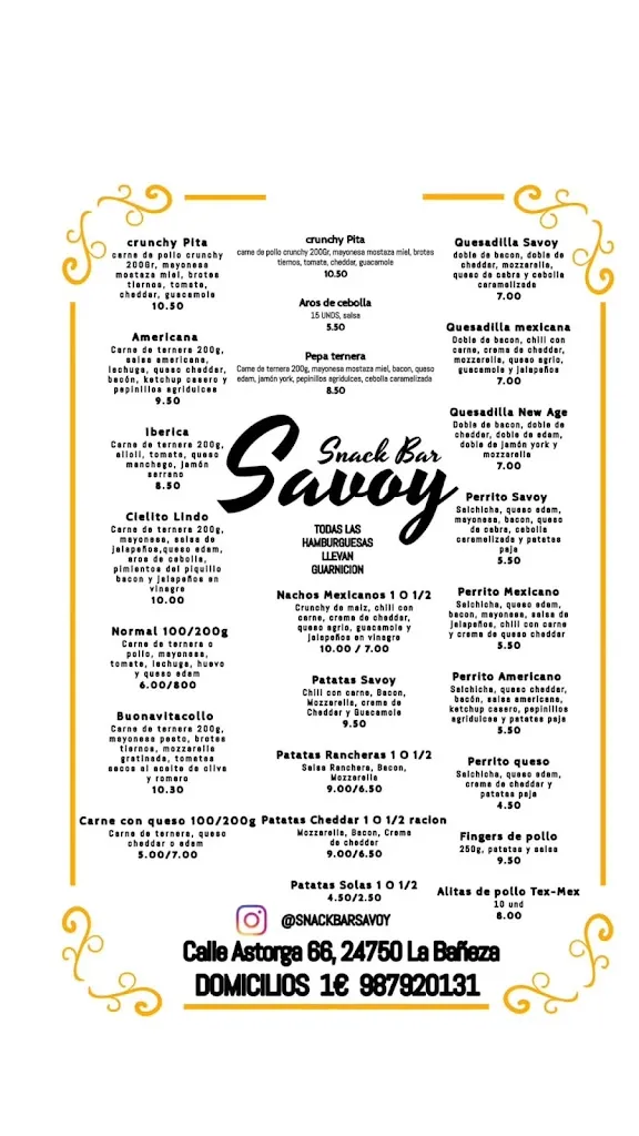 Menu_Sport Bar Savoy_Bañeza La_image_1