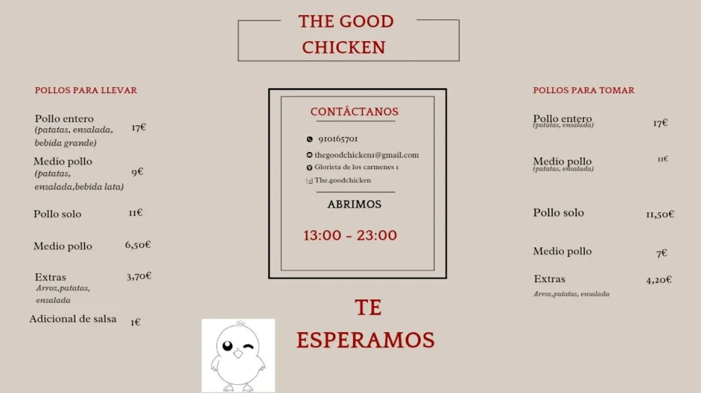 Menu_The Good Chicken_Cármenes_image_1