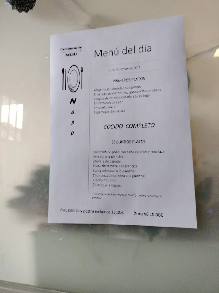 Menu_Restaurante N-630_Campo de Villavidel_image_1