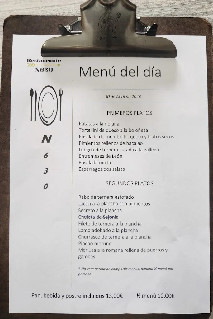 Menu_Restaurante N-630_Campo de Villavidel_image_2