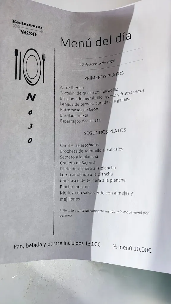 Menu_Restaurante N-630_Campo de Villavidel_image_3