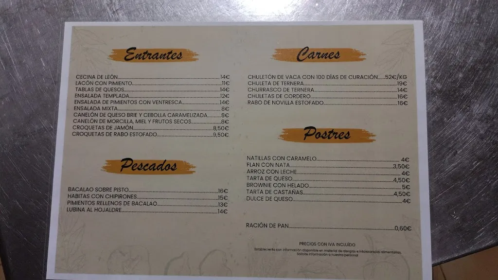 Menu_O Camiño Real Restaurante Las Medulas_Carucedo_immagine_1