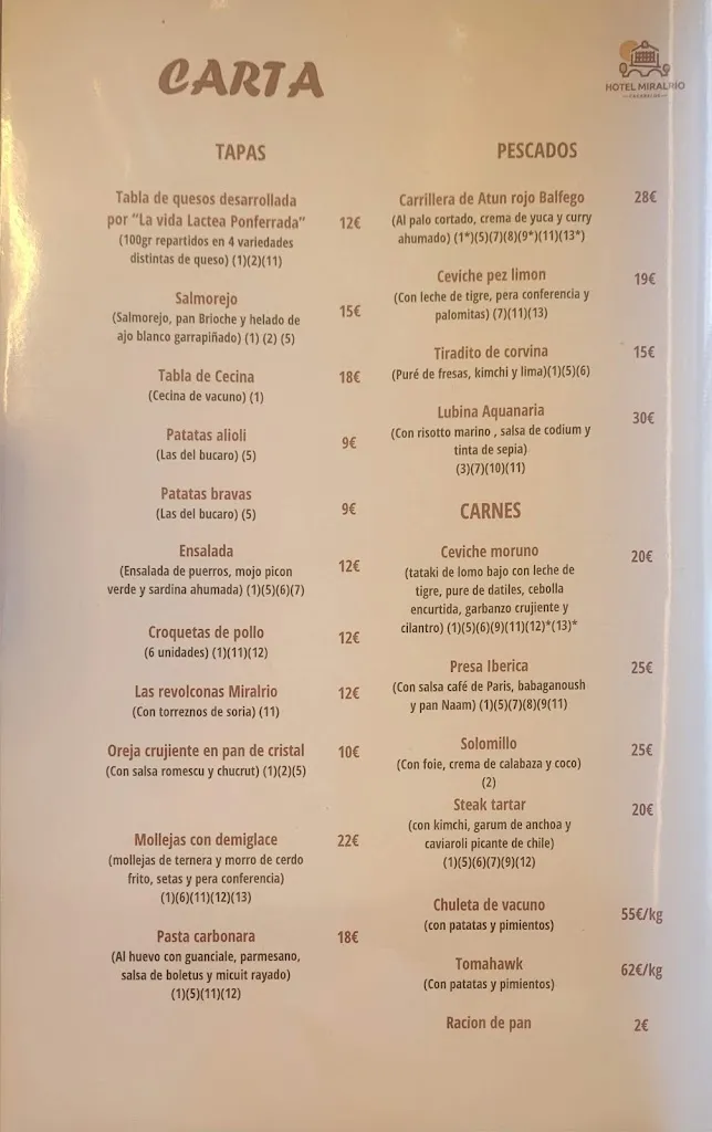 Menu_Hotel Miralrio Cacabelos_Cacabelos_image_1