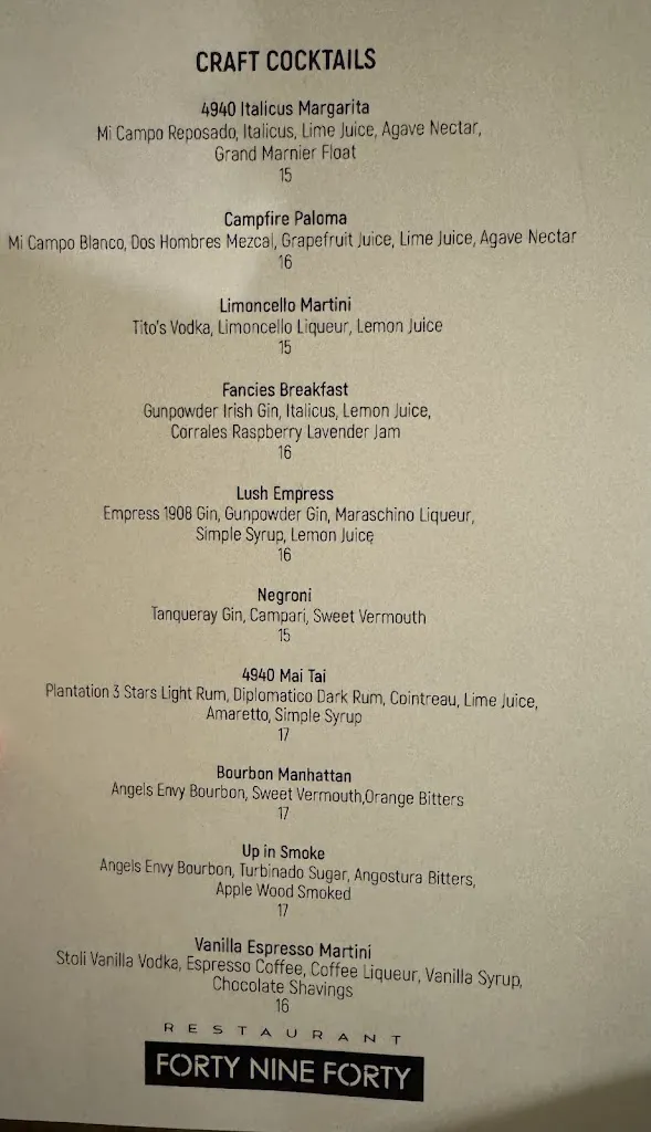 Menu_Forty Nine Forty_Corrales_immagine_3