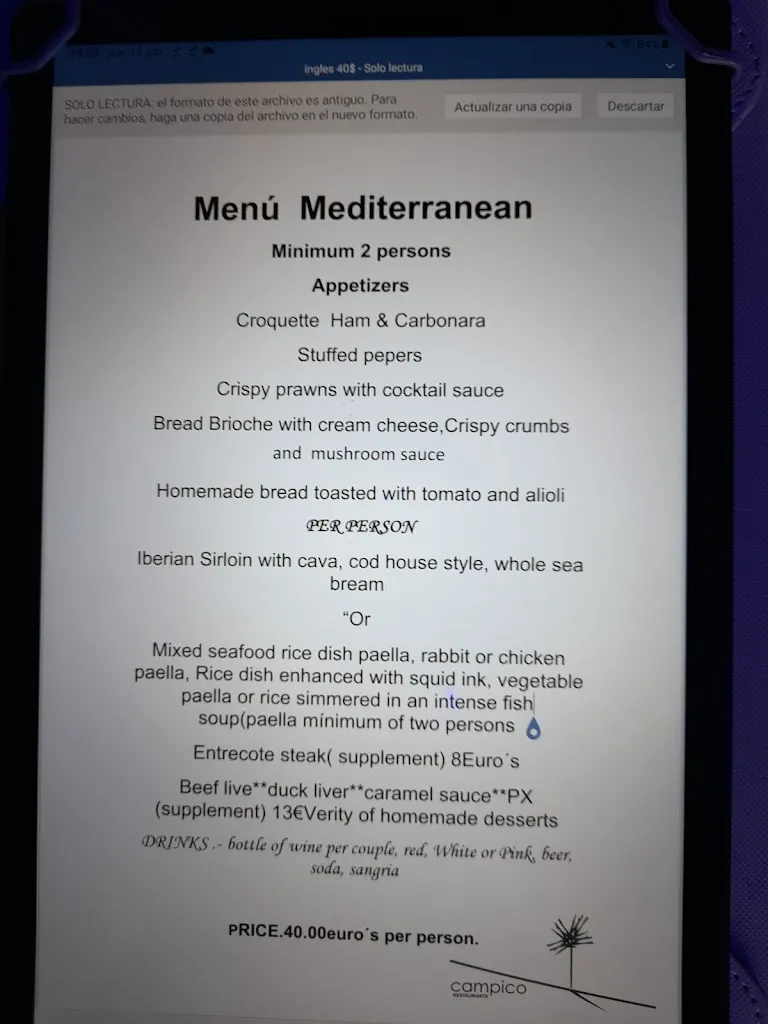 Menü_Restaurante Mágico Campico_Elda_Bild_4