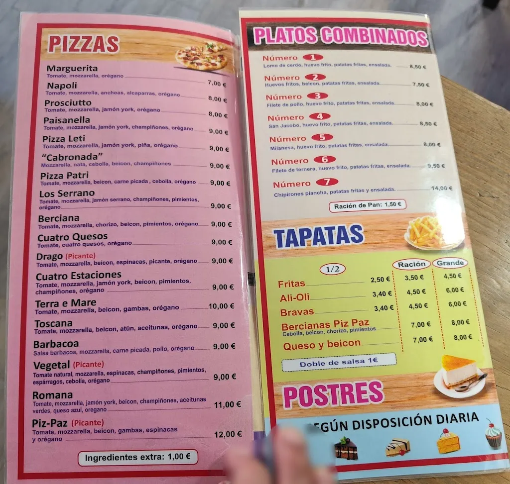 Menu_Restaurante Pizzería Piz Paz_Fabero_image_1