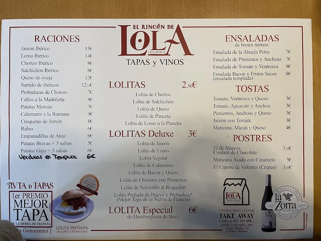 Menu_El Rincón de Lola_La Alberca_image_1