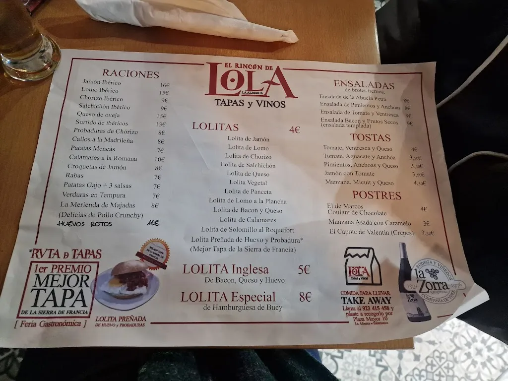 Menu_El Rincón de Lola_La Alberca_image_2