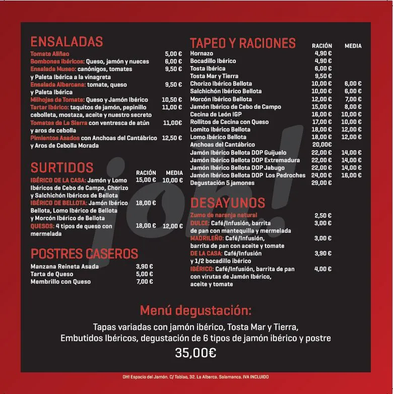 Menu_¡Oh! Espacio del Jamón_La Alberca_image_2