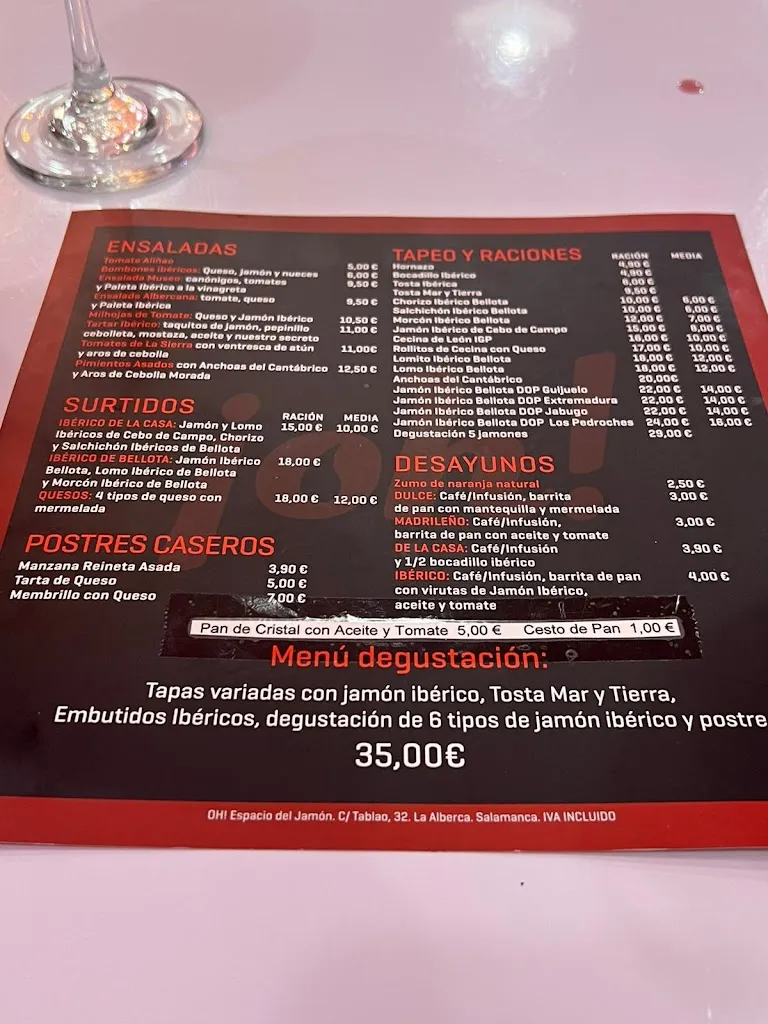 Menu_¡Oh! Espacio del Jamón_La Alberca_image_4