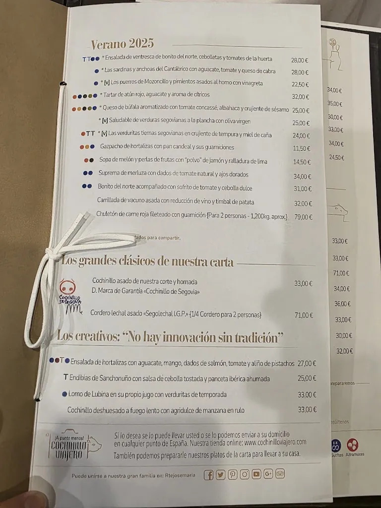 Menu_Jose Maria's Restaurant_La Lastrilla_image_1