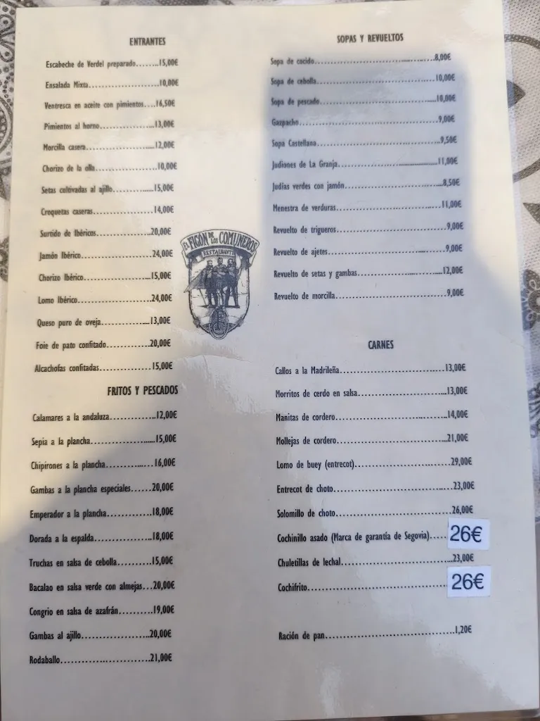 Menu_El Figón de los Comuneros_La Lastrilla_image_1