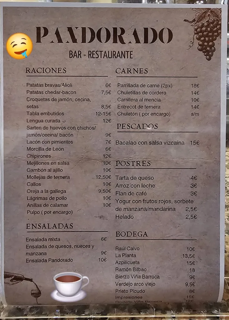 Menu_Bar Restaurante Pandorado_Magaz de Cepeda_image_1