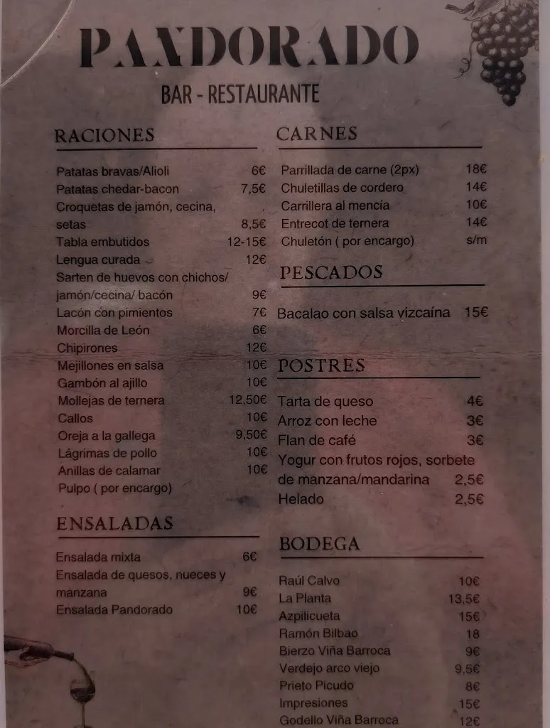 Menu_Bar Restaurante Pandorado_Magaz de Cepeda_image_3