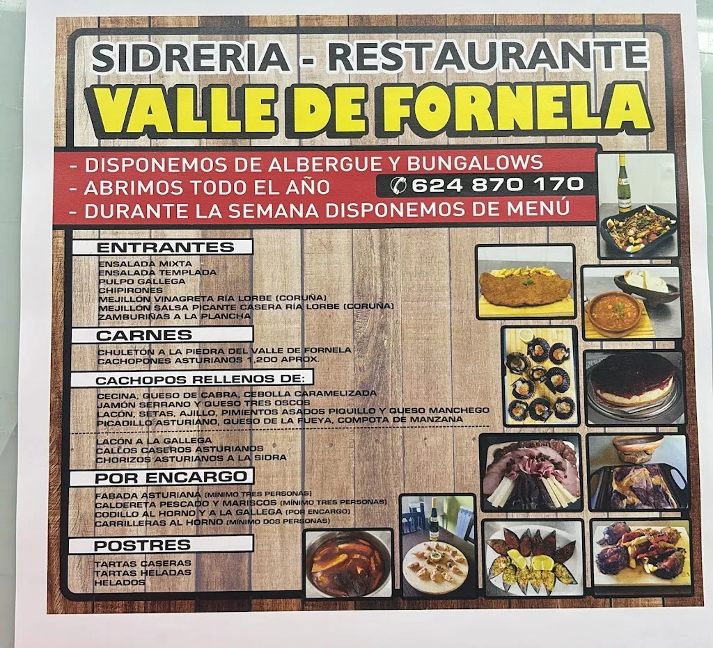 Menu_Sidreria y Bubgalows Albergue valle de Fornela_Peranzanes_immagine_1