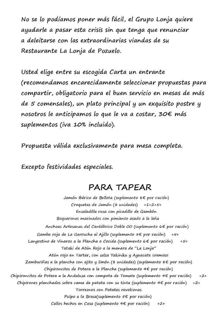 Menu_Restaurante La Lonja de Pozuelo_Pozuelo del Páramo_image_4