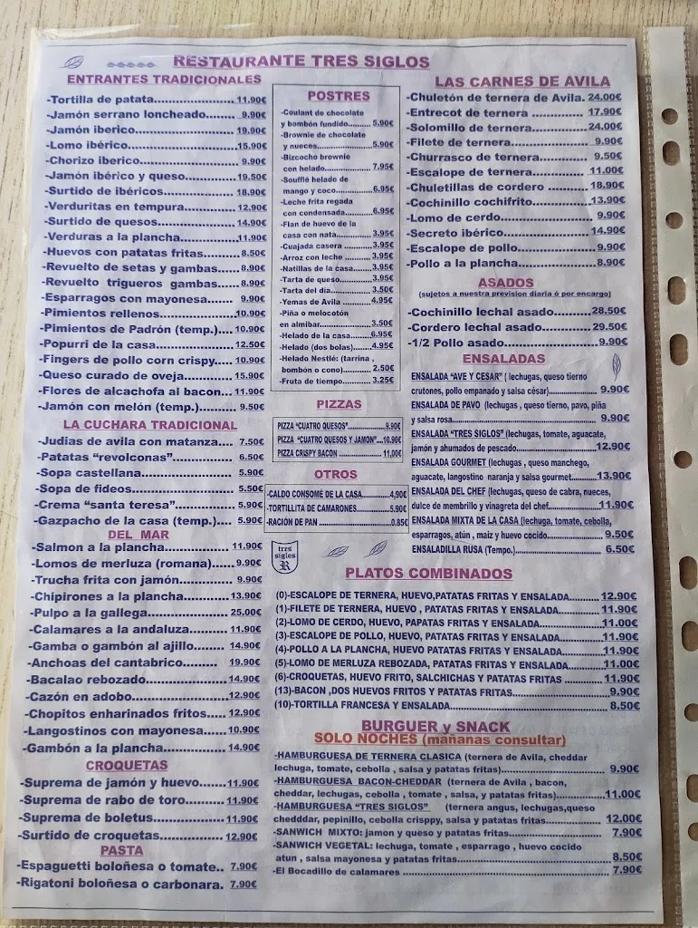 Menu_Tres Siglos (Chuleton de Ávila)_Provincia de Ávila_image_1