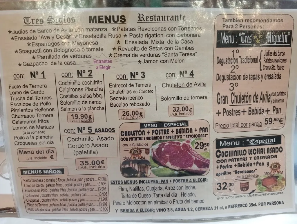 Menu_Tres Siglos (Chuleton de Ávila)_Provincia de Ávila_image_2