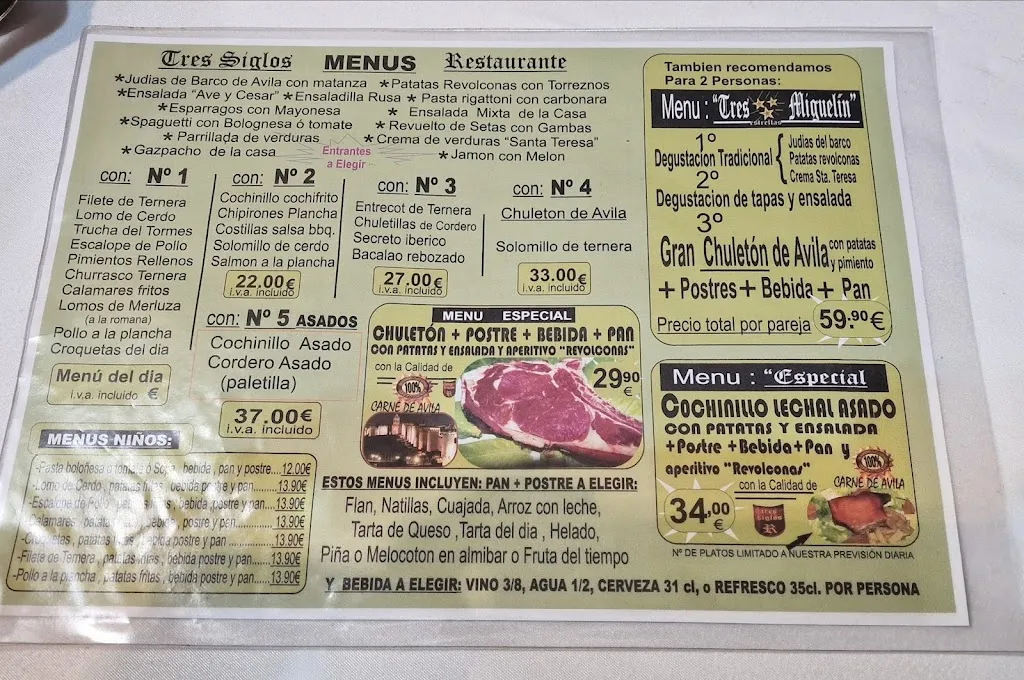 Menu_Tres Siglos (Chuleton de Ávila)_Provincia de Ávila_image_3