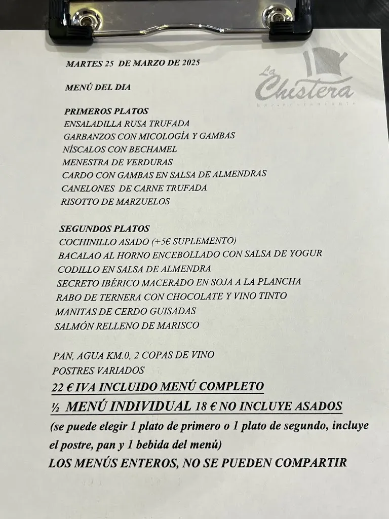 Menu_La Chistera Restaurante_Provincia de Soria_image_2