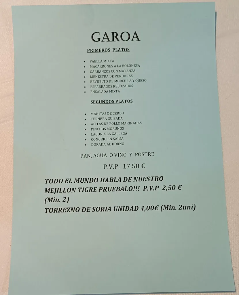 Menu_Restaurante Garoa_Provincia de Soria_image_2