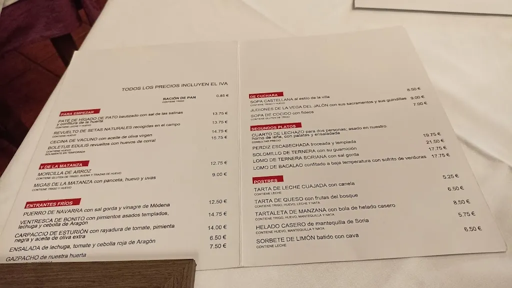 Menu_ASADOR DE LA VILLA EL GRANERO_Provincia de Soria_image_1