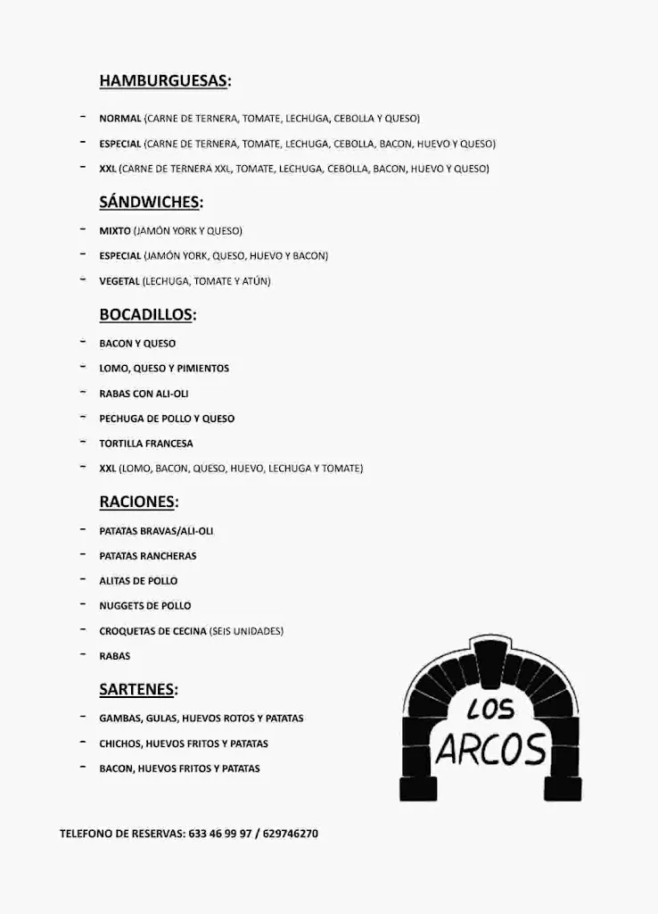 Menü_Cafetería los Arcos_Puente de Domingo Flórez_Bild_1