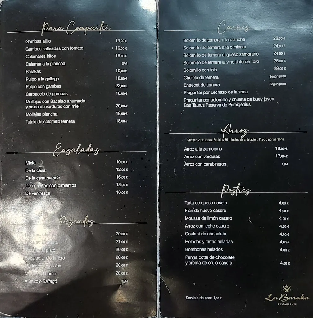 Menu_Restaurante La Baraka_Provincia de Zamora_image_1