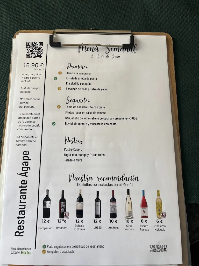 Menu_Restaurante Ágape_Provincia de Zamora_image_1