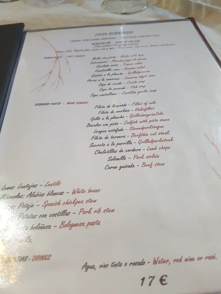 Menu_Casa Bernardo_Provincia de Zamora_image_1