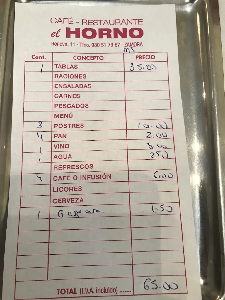 Menu_El Horno_Provincia de Zamora_image_2