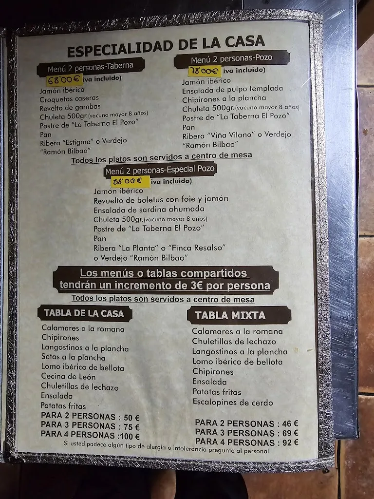 Menu_Taberna El Pozo_Provincia de Valladolid_image_4