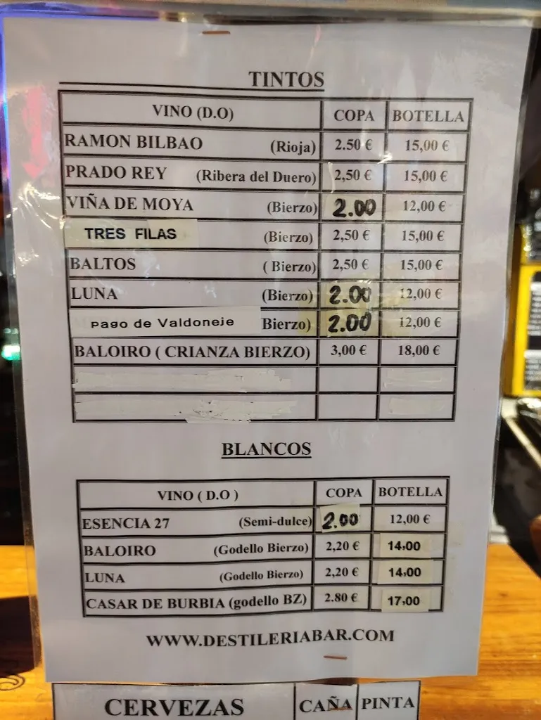 Menu_La Destilería Bar_Ponferrada_image_4