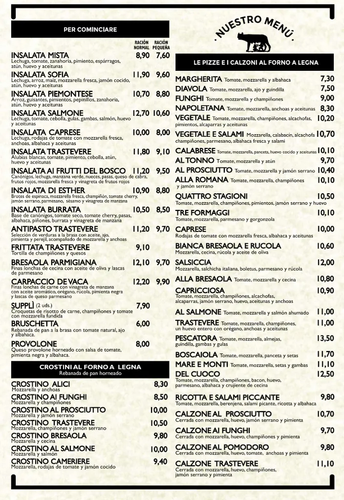 Menu_Ristorante Pizzeria Trastevere_Ponferrada_image_1