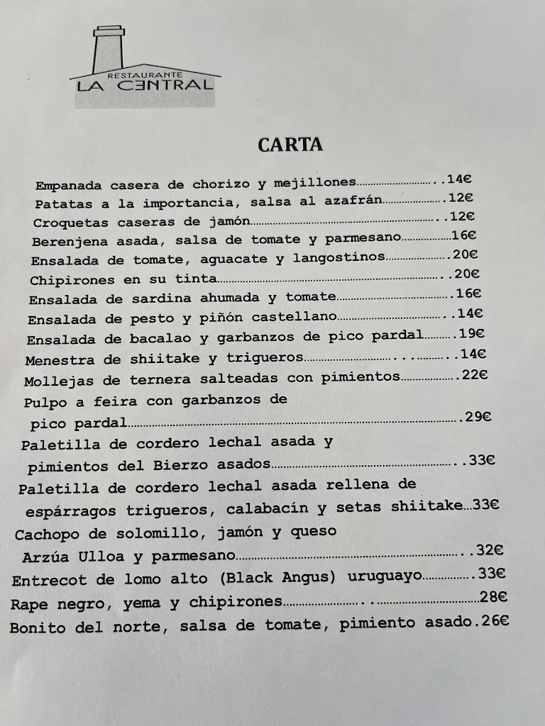 Menü_Cafetería La Central_Ponferrada_Bild_1