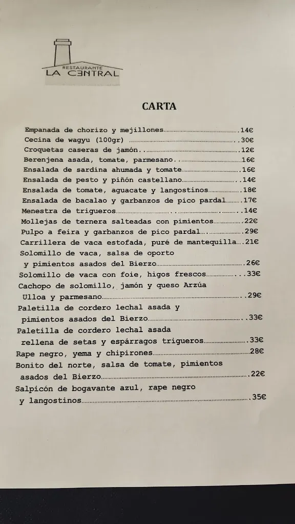 Menü_Cafetería La Central_Ponferrada_Bild_2