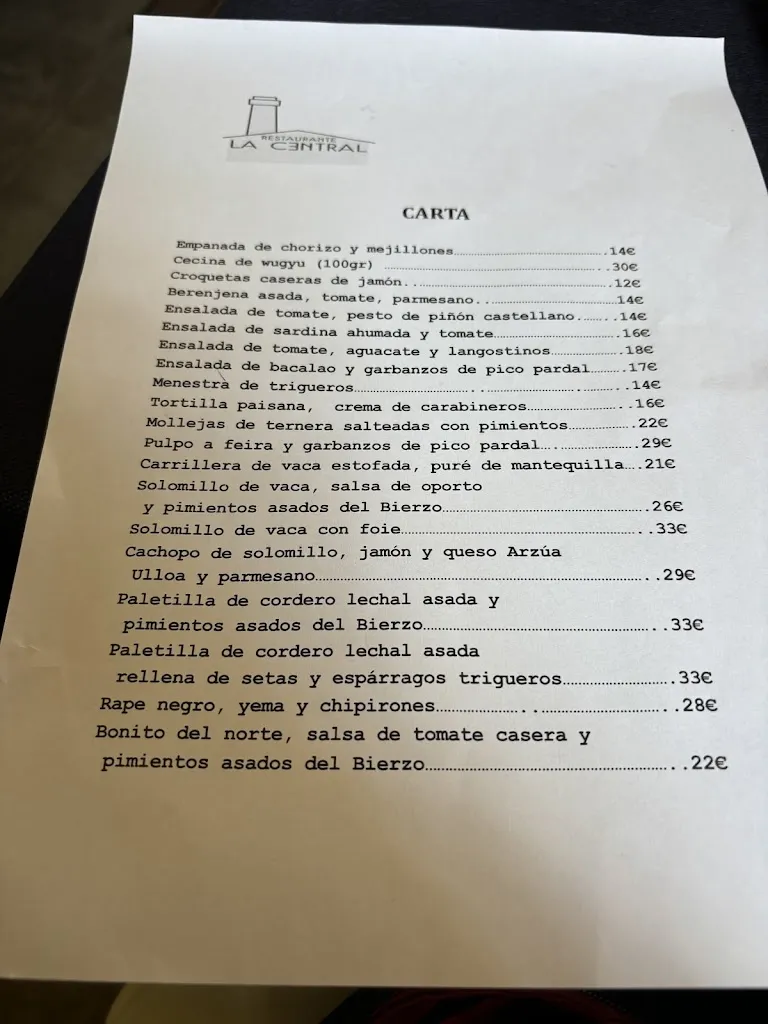 Menü_Cafetería La Central_Ponferrada_Bild_4