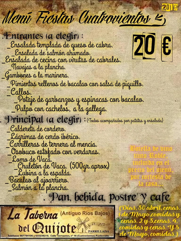 Menu_Restaurante La Taberna del Quijote_Ponferrada_image_1