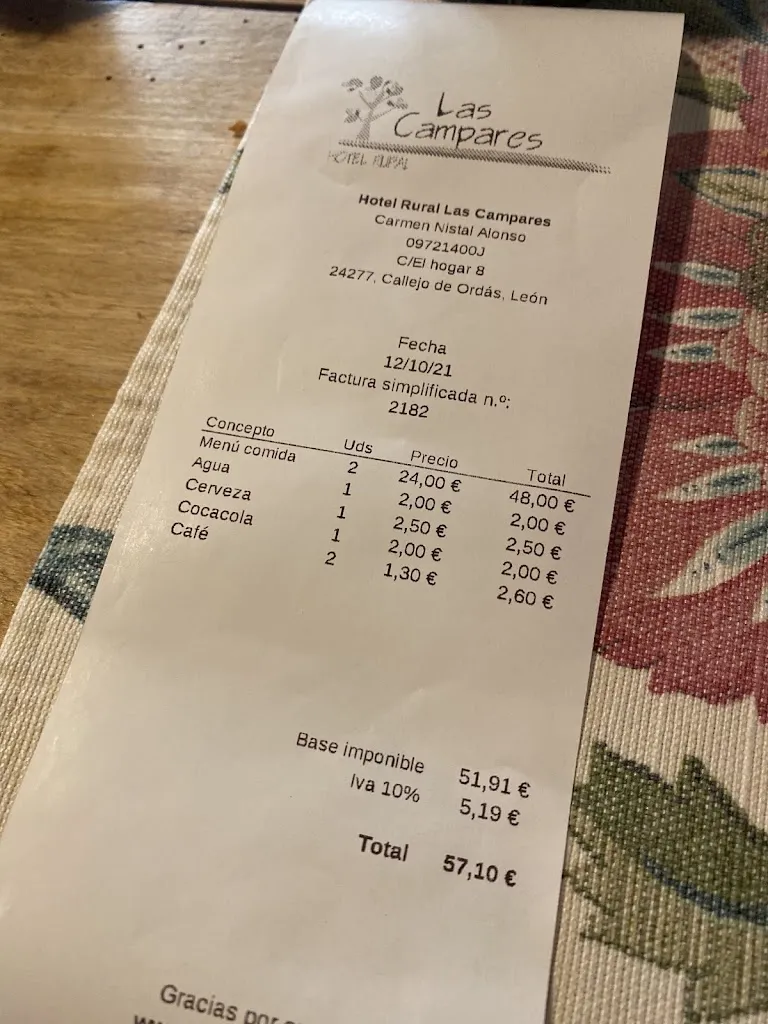 Menu_Hotel Rural Las Campares_Santa María de Ordás_image_2