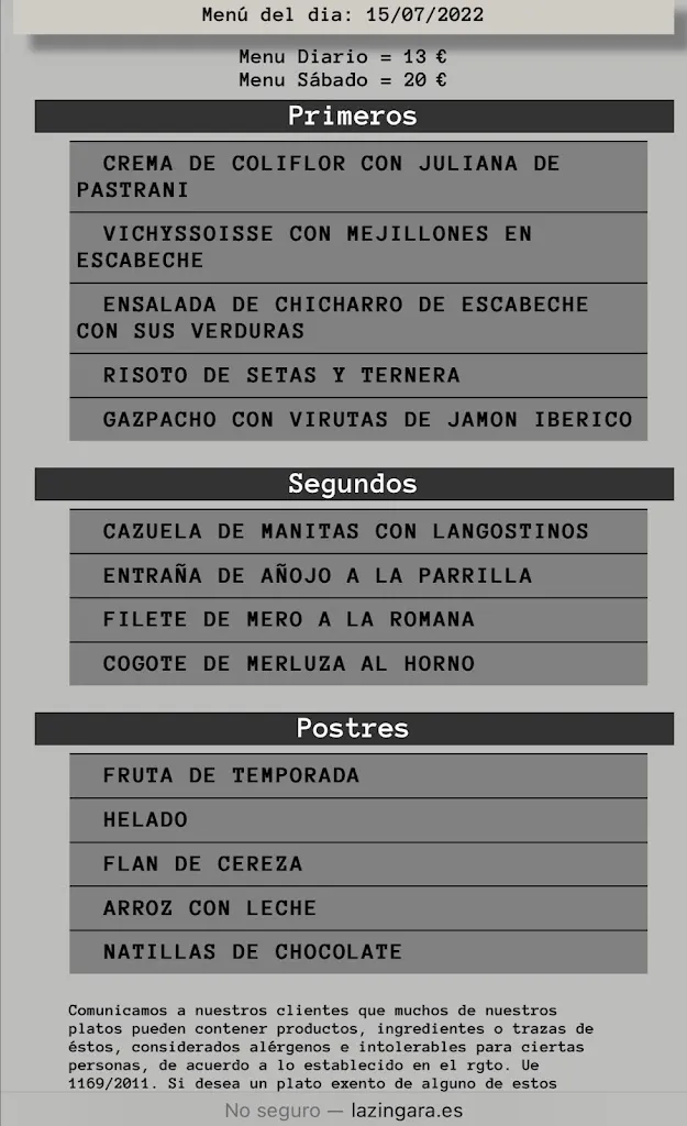 Menu_Restaurante La Zíngara_Santa María del Monte de Cea_image_1