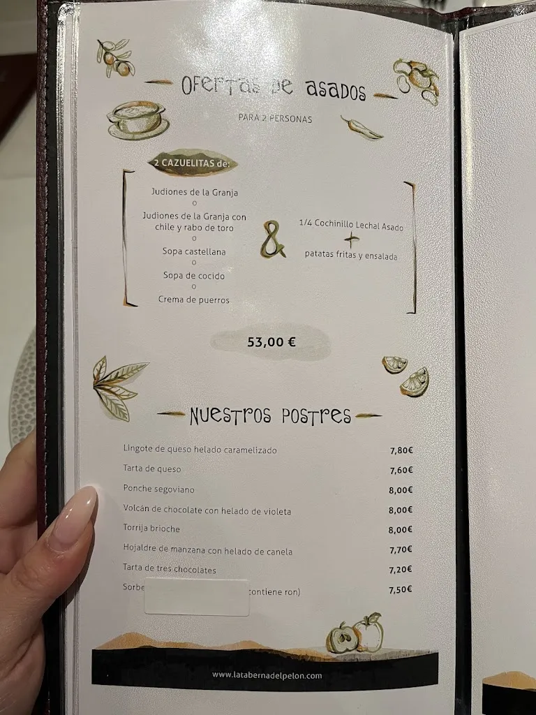 Menu_La Taberna del Pelón_San Ildefonso_image_3