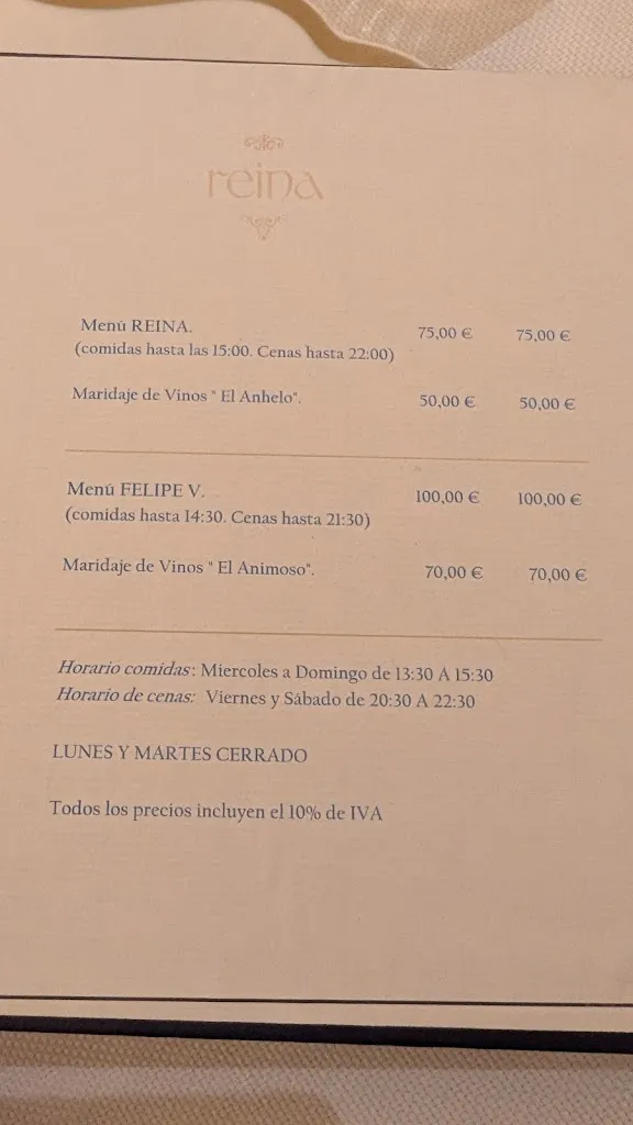 Menu_Reina XIV_San Ildefonso_image_1