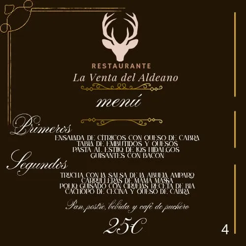 Menu_Restaurante y Centro de Turismo Rural la Venta del Aldeano_Valdelugueros_image_1