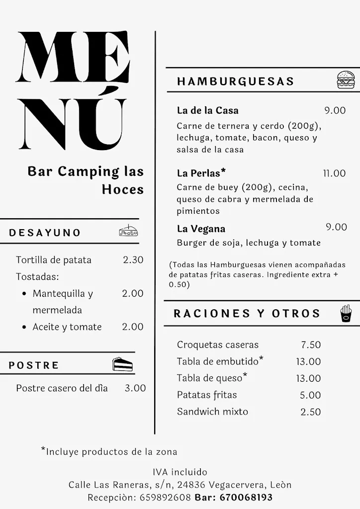 Menu_Bar Camping Las Hoces_Vegacervera_image_1