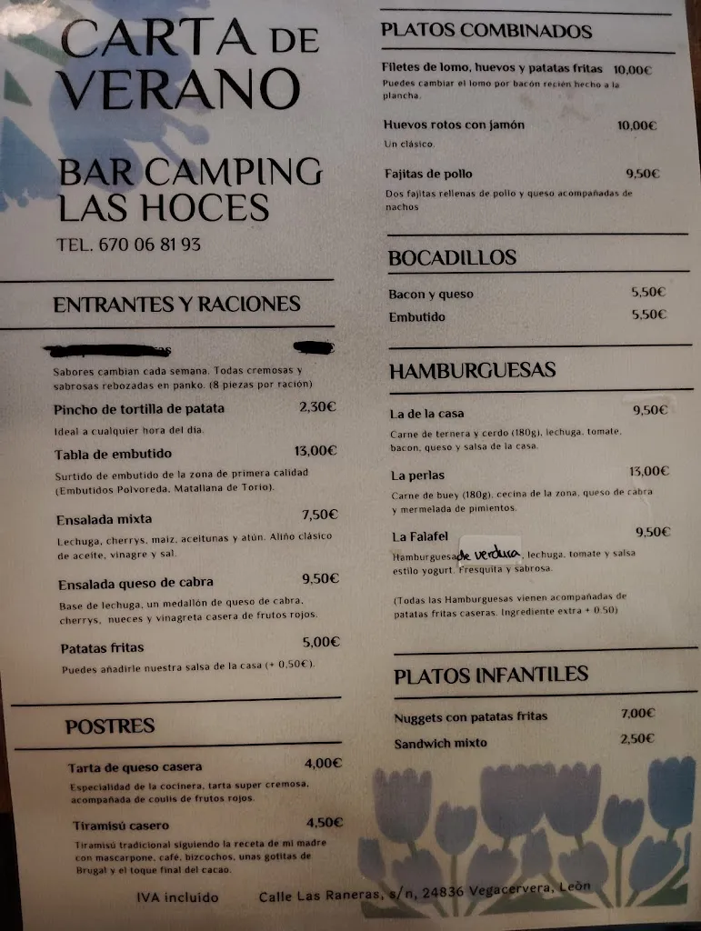 Menu_Bar Camping Las Hoces_Vegacervera_image_2